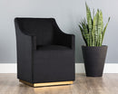 Sunpan Zane Wheeled Lounge Chair in Abbington Black/Piccolo Pebble/Piccolo Prosecco