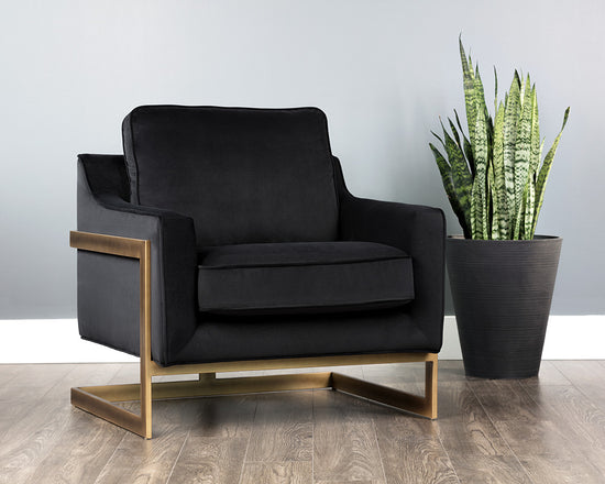 Sunpan Kalmin Lounge Chair - Abbington Black / Piccolo Pebble / Piccolo Prosecco