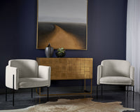 Sunpan Richie Lounge Chair In Antique Brass and Danny Navy/Black and Eclipse White
