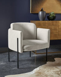 Sunpan Richie Lounge Chair In Antique Brass and Danny Navy/Black and Eclipse White