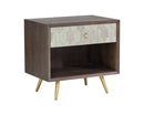 Sunpan Aniston Nightstand In Dark Mango/White Ceruze And Shagreen Leather