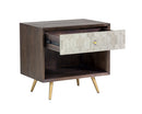 Sunpan Aniston Nightstand In Dark Mango/White Ceruze And Shagreen Leather