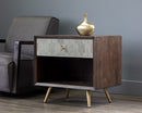 Sunpan Aniston Nightstand In Dark Mango/White Ceruze And Shagreen Leather