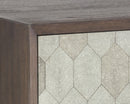 Sunpan Aniston Nightstand In Dark Mango/White Ceruze And Shagreen Leather