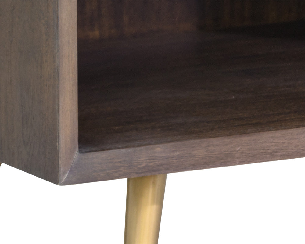 Sunpan Aniston Nightstand In Dark Mango/White Ceruze And Shagreen Leather