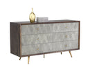Sunpan Aniston Dresser in Dark Mango/White Ceruze and Shagreen Leather