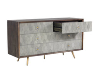 Sunpan Aniston Dresser in Dark Mango/White Ceruze and Shagreen Leather