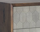 Sunpan Aniston Dresser in Dark Mango/White Ceruze and Shagreen Leather