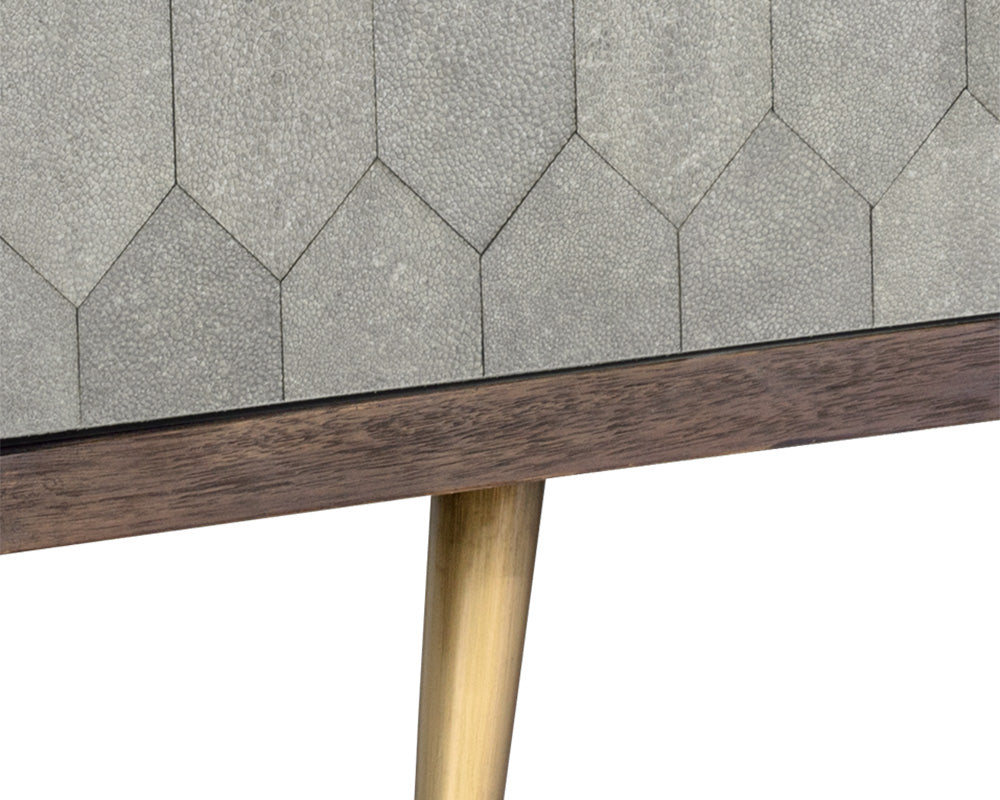 Sunpan Aniston Dresser in Dark Mango/White Ceruze and Shagreen Leather