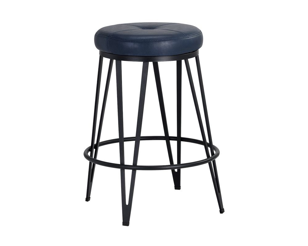 SUNPAN Matthews Swivel Counter Stool - Black - Bravo Admiral, Black - Bravo Cognac, Black - Bravo Cream, Black - Bravo Metal, Champagne Gold - Onyx