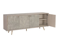 Sunpan Aniston Sideboard - Large In White Ceruze - Shagreen Leather