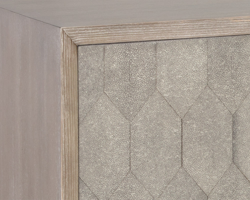 Sunpan Aniston Sideboard - Large In White Ceruze - Shagreen Leather