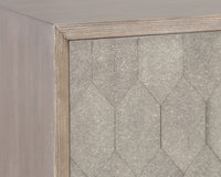 Sunpan Aniston Sideboard - Large In White Ceruze - Shagreen Leather
