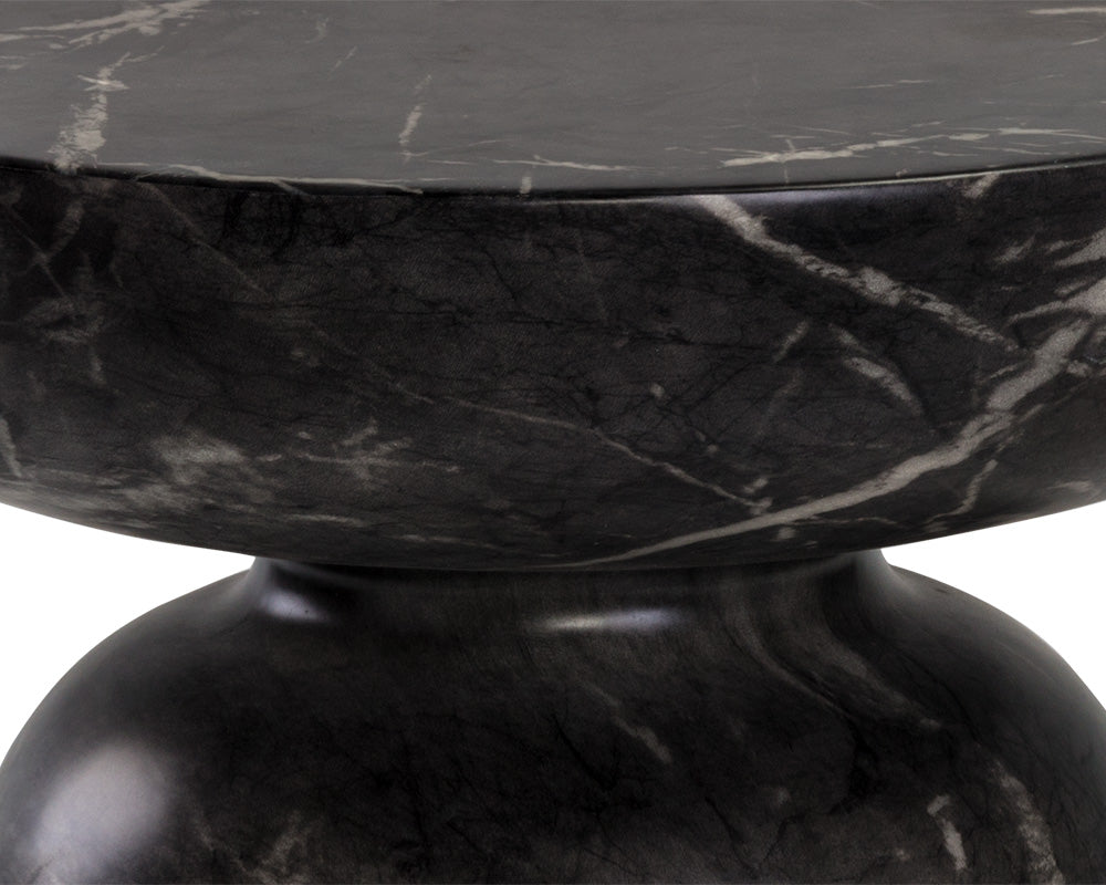 Sunpan Lucida End Table - Marble Look - Black