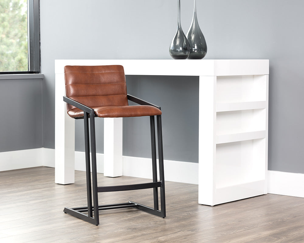 Sunpan Webber Counter Stool in Cantina Black/Saddle - Set of 2