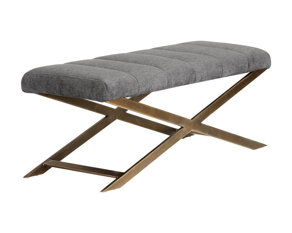 Sunpan Kammi Bench - Bravo Cream / Bravo Metal / Polo Club Kohl Grey / Polo Club Muslin