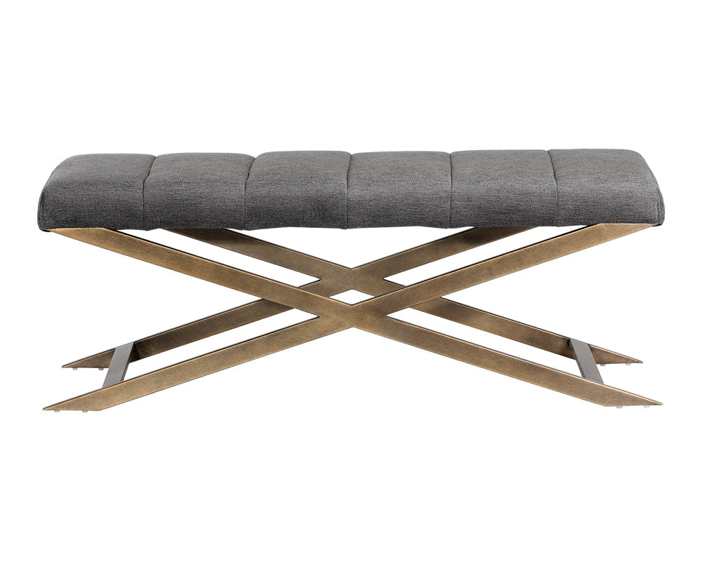 Sunpan Kammi Bench - Bravo Cream / Bravo Metal / Polo Club Kohl Grey / Polo Club Muslin