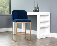 Sunpan Nevin Counter Stool - Polo Club Muslin/Sapphire Blue/Shadow Grey