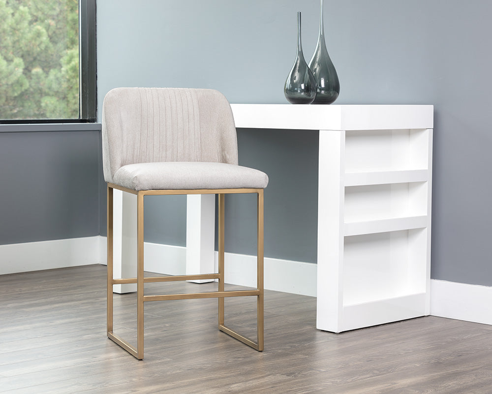 Sunpan Nevin Counter Stool - Polo Club Muslin/Sapphire Blue/Shadow Grey