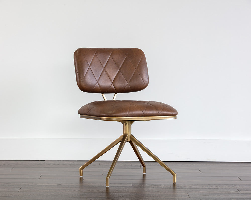 Sunpan Virtu Swivel Dining Chair - Bravo Black/Cognac/Cream
