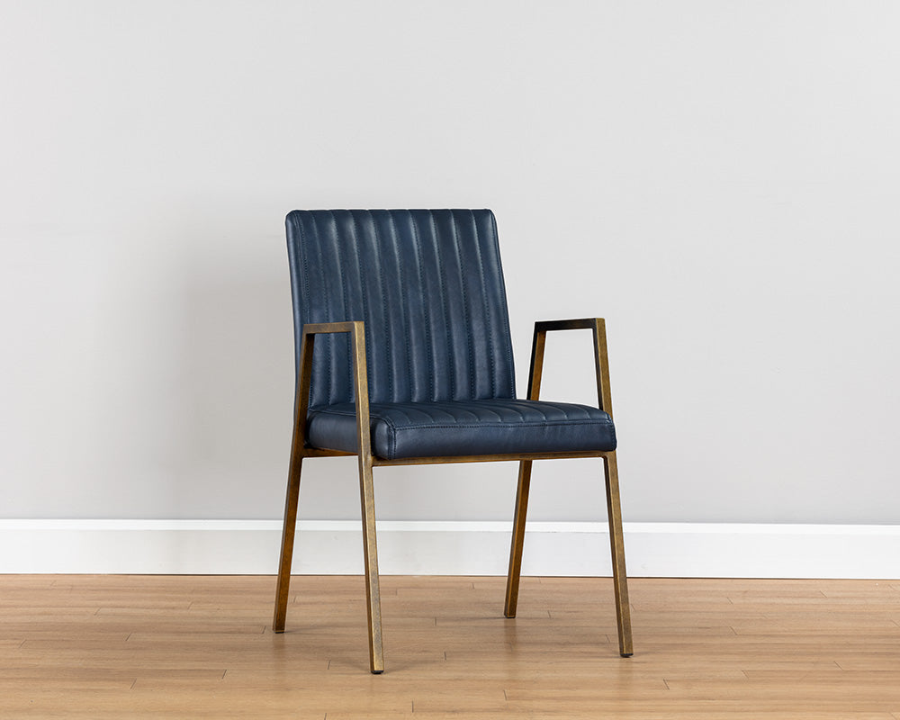 Sunpan Homer Dining Armchair - Bravo Admiral/Ash/Cognac
