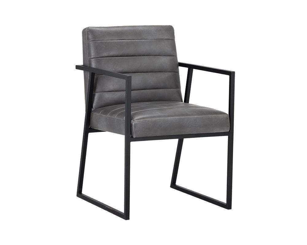 Sunpan Spyros Dining Armchair - Bravo Cream/Coal Black/Overcast Grey