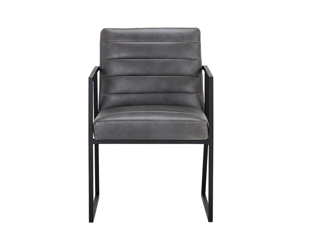 Sunpan Spyros Dining Armchair - Bravo Cream/Coal Black/Overcast Grey