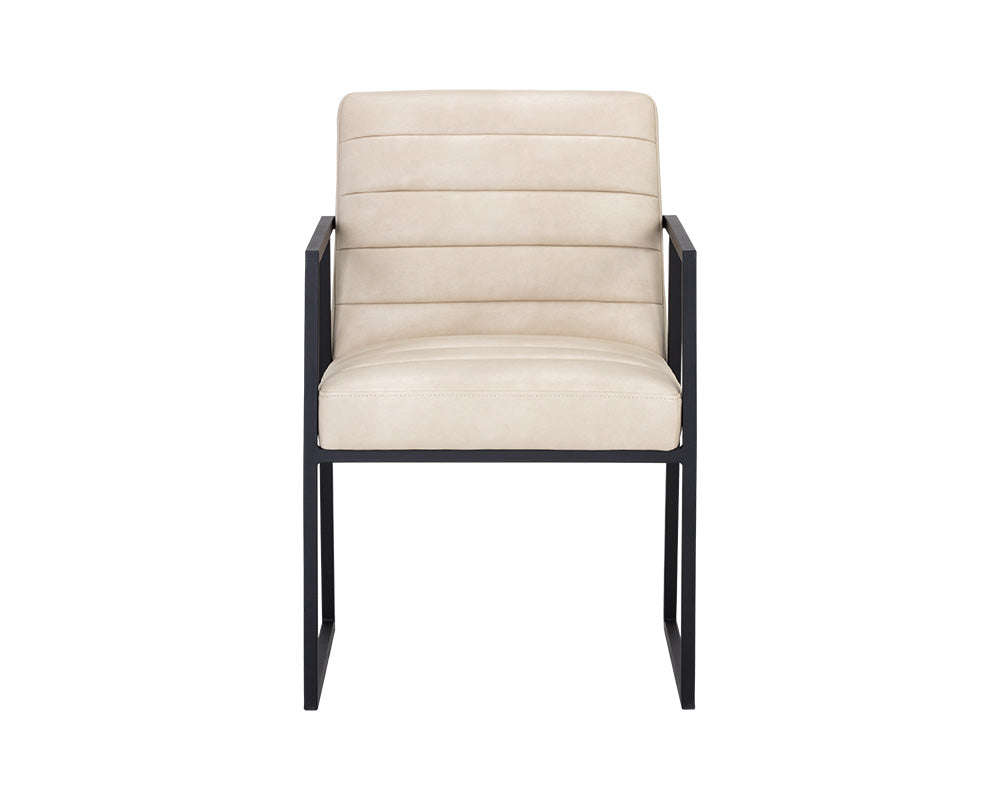 Sunpan Spyros Dining Armchair - Bravo Cream/Coal Black/Overcast Grey