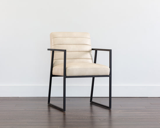 Sunpan Spyros Dining Armchair - Bravo Cream/Coal Black/Overcast Grey