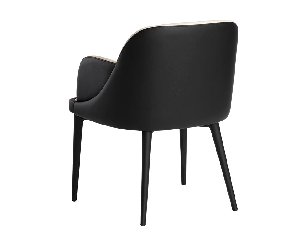 Sunpan Hagan Dining Armchair - Dillon Cream and Dillon Black/Dillon Steel And Dillon Williamsburg