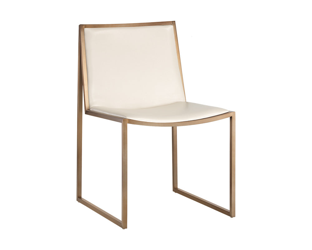 Sunpan Blair Dining Chair - Antique Brass and Cantina Black / Castillo Cream - Set of Two