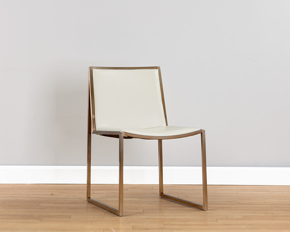 Sunpan Blair Dining Chair - Antique Brass and Cantina Black / Castillo Cream - Set of Two