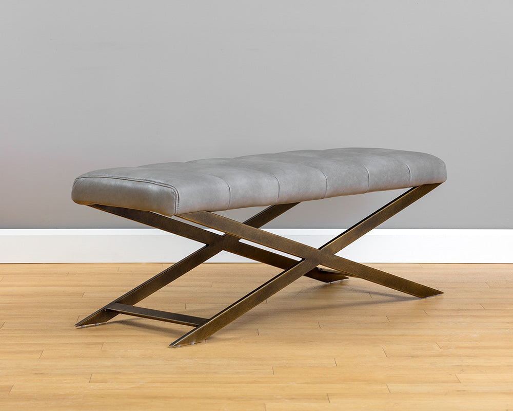 Sunpan Kammi Bench - Bravo Cream / Bravo Metal / Polo Club Kohl Grey / Polo Club Muslin