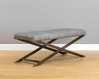 Sunpan Kammi Bench - Bravo Cream / Bravo Metal / Polo Club Kohl Grey / Polo Club Muslin