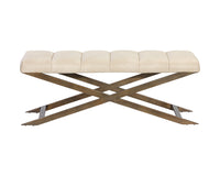 Sunpan Kammi Bench - Bravo Cream / Bravo Metal / Polo Club Kohl Grey / Polo Club Muslin