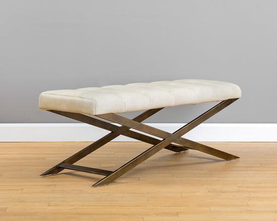Sunpan Kammi Bench - Bravo Cream / Bravo Metal / Polo Club Kohl Grey / Polo Club Muslin