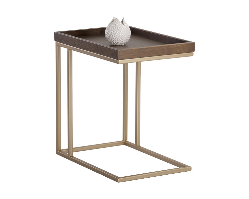 Sunpan Arden C-Shaped End Table - Black and Charcoal Grey/Gold and Raw Umber