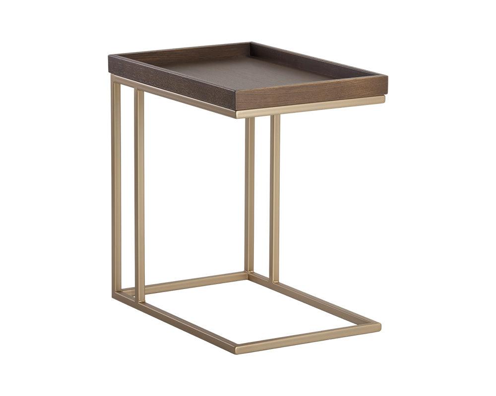 Sunpan Arden C-Shaped End Table - Black and Charcoal Grey/Gold and Raw Umber