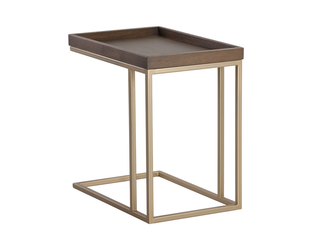 Sunpan Arden C-Shaped End Table - Black and Charcoal Grey/Gold and Raw Umber