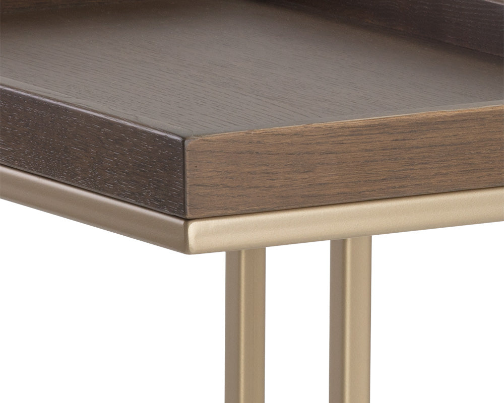 Sunpan Arden C-Shaped End Table - Black and Charcoal Grey/Gold and Raw Umber