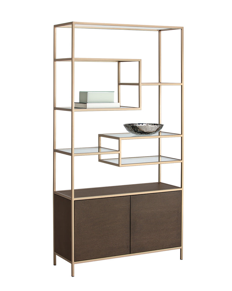 Sunpan Stamos Bookcase In Black And Charcoal Grey/Raw Umber