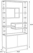 Sunpan Stamos Bookcase In Black And Charcoal Grey/Raw Umber