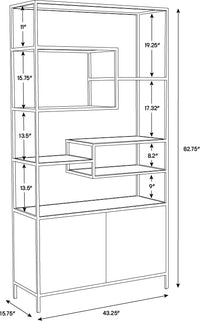 Sunpan Stamos Bookcase In Black And Charcoal Grey/Raw Umber