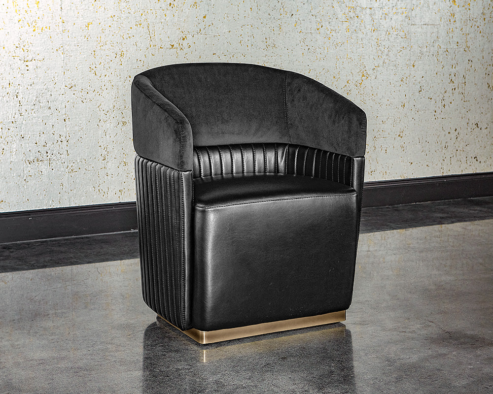 Sunpan Genval Wheeled Lounge Chair - Abbington Black/Cantina Black