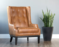 Sunpan Biblioteca Lounge Chair in Coal Black/Tobacco Tan