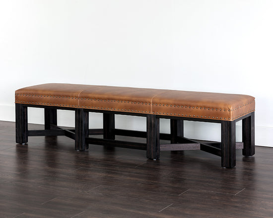 Sunpan Brixton Bench - Overcast Grey/Tobacco Tan
