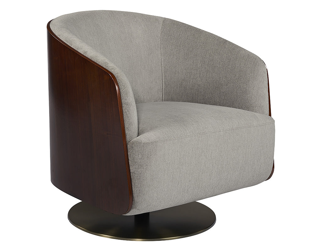 Sunpan Arnelle Swivel Lounge Chair in Polo Club Stone