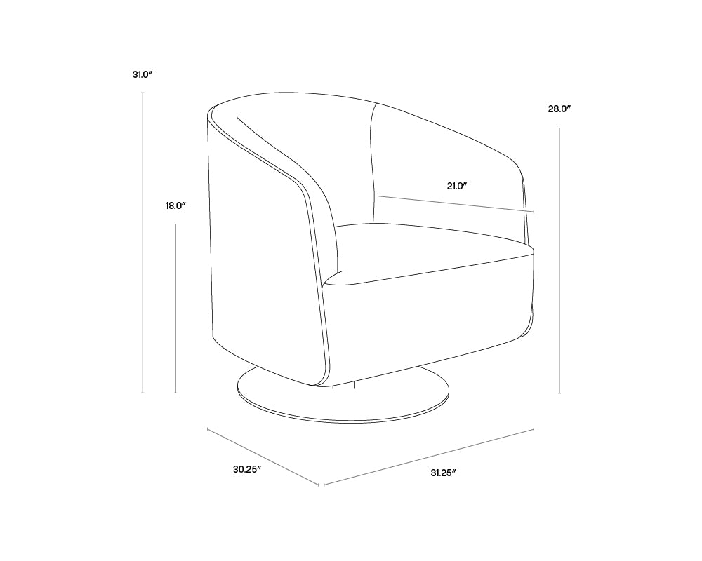 Sunpan Arnelle Swivel Lounge Chair in Polo Club Stone