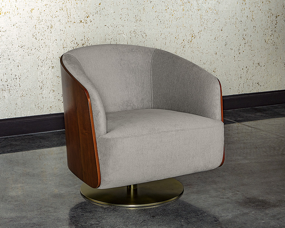 Sunpan Arnelle Swivel Lounge Chair in Polo Club Stone
