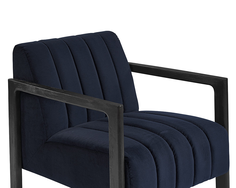 Sunpan Joaquin Lounge Chair In Bravo Cream/Metal/Metropolis Blue